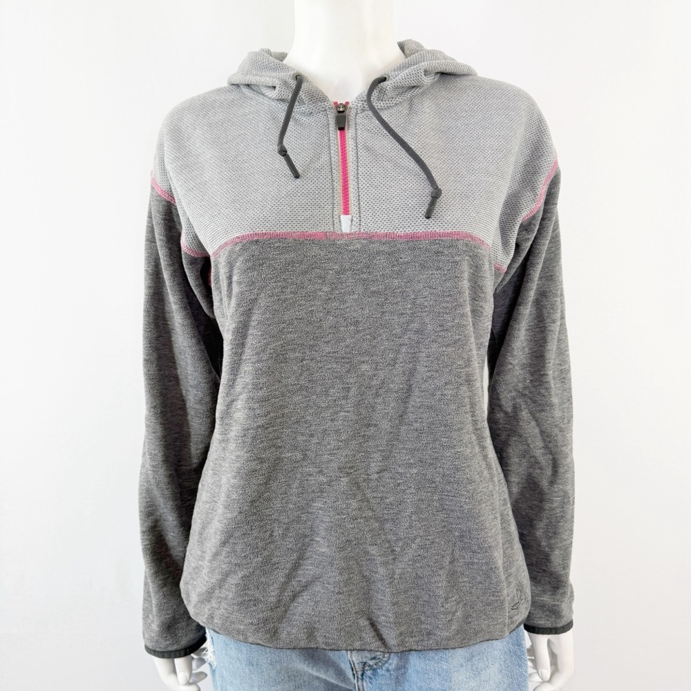 Prana Gray Long Sleeve 1/4 Zip Fleece Hoodie Size M Casual Outdoor Hiking Winter